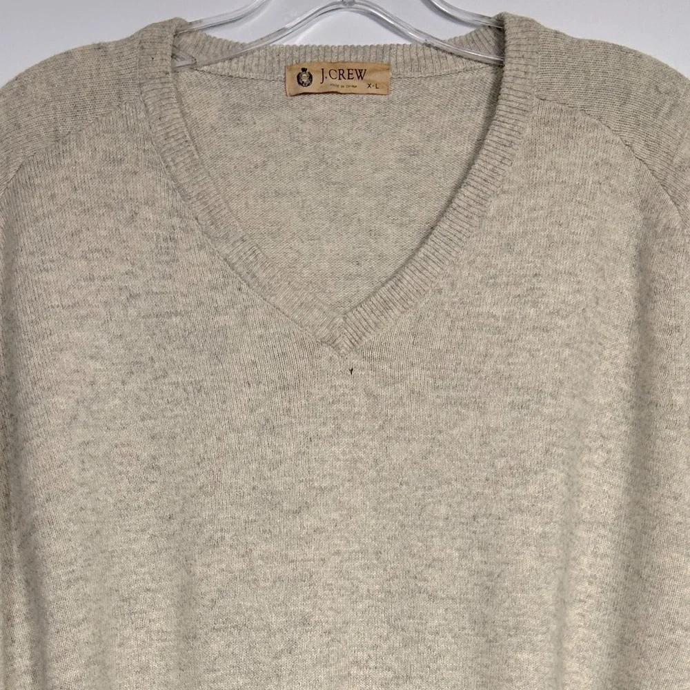 J.Crew Y2K Vintage Cashmere Blend V-Neck Sweater Size XL Light Grey